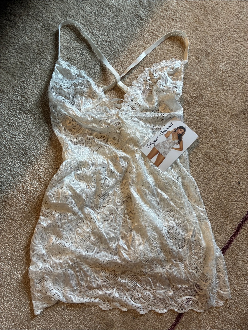 NWT Elegant Moments White Lace Chemise Nightie Style 11033